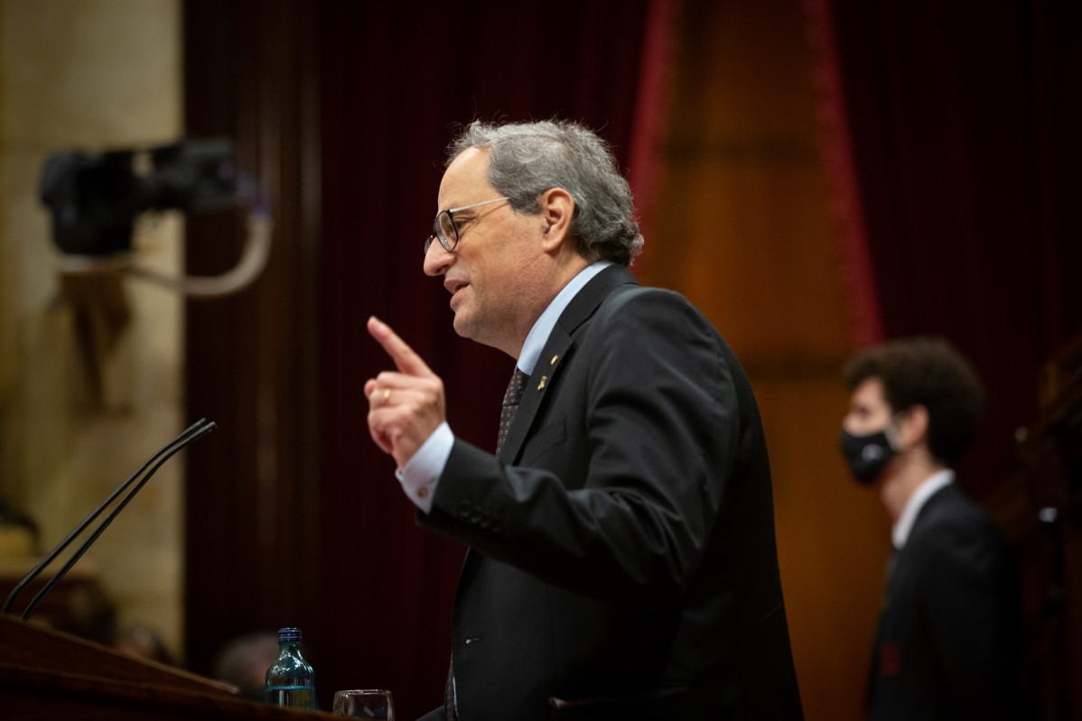 L'expresident de la Generalitat, Quim Torra, en el ple de Parlament sobre la seva inhabilitació