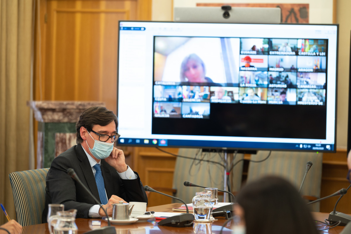 El ministre de Sanitat, Salvador Illa, presideix per videoconferència la reunió de Consell Interterritorial de Sistema Nacional de Salut, a Madrid (Espanya), el 30 de setembre de 2020.