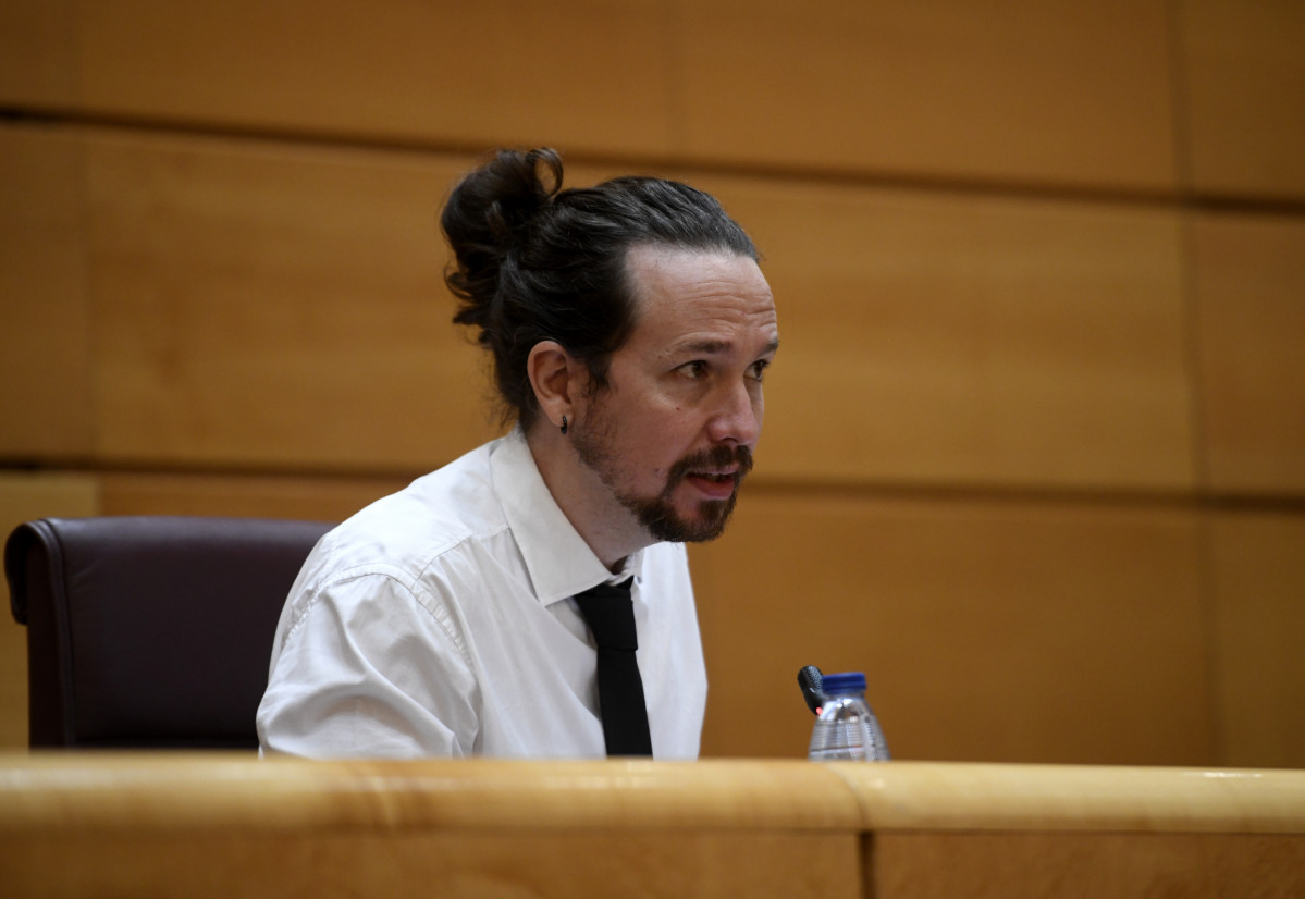 El vicepresident segon i ministre de Drets Socials i Agenda 2030, Pablo Iglesias, compareix al Senat en Comissió per a les Polítiques Integrals de la Discapacitat, a Madrid (Espanya), a 8