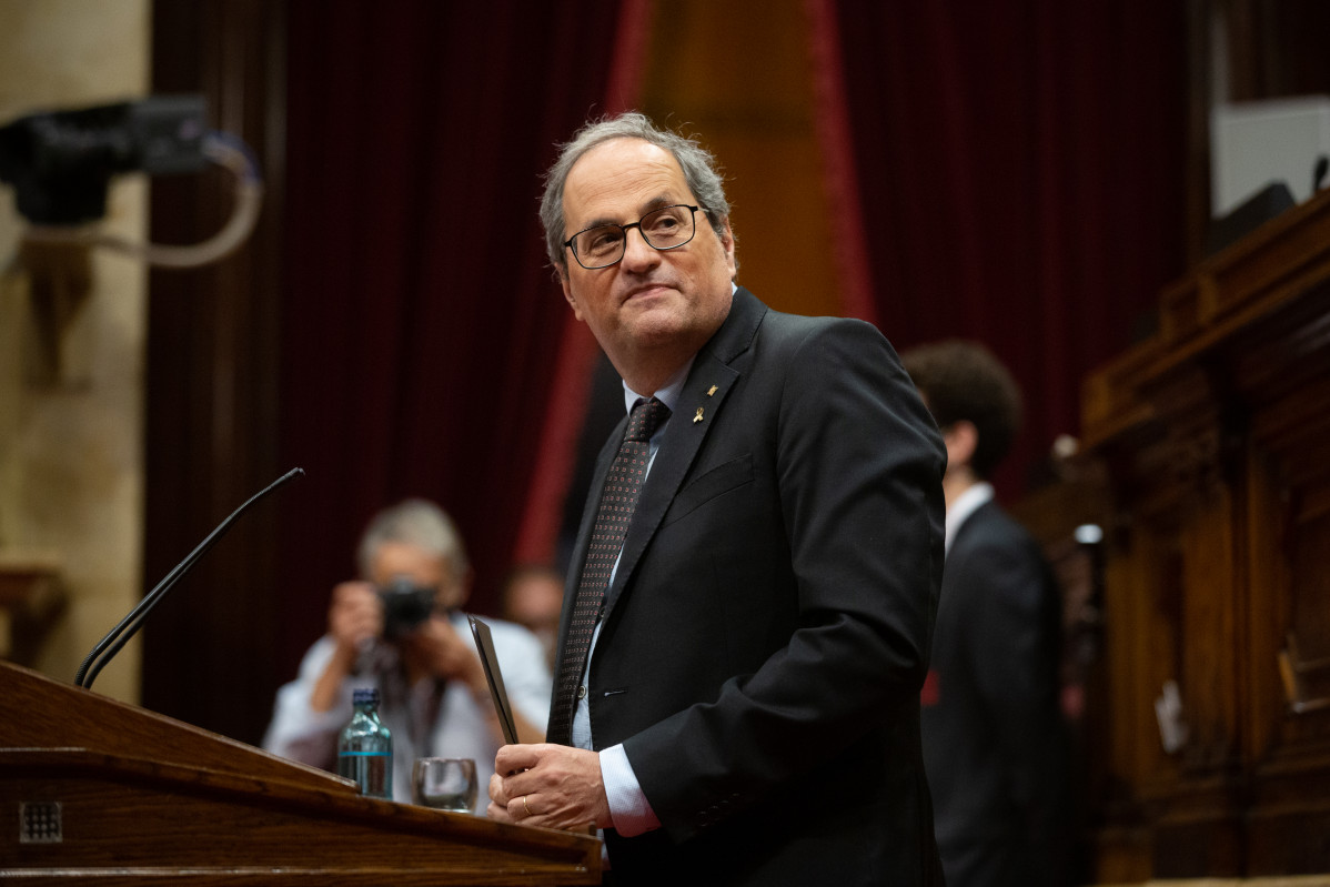 El ja expresident de la Generalitat Quim Torra intervé durant una sessió plenària monogràfica al Parlament sobre la seva inhabilitació, a Barcelona, Catalunya (Espanya), a 30 de setembre de 2020. La Taula de Parlament va admetre a tràmit la sol·licitud