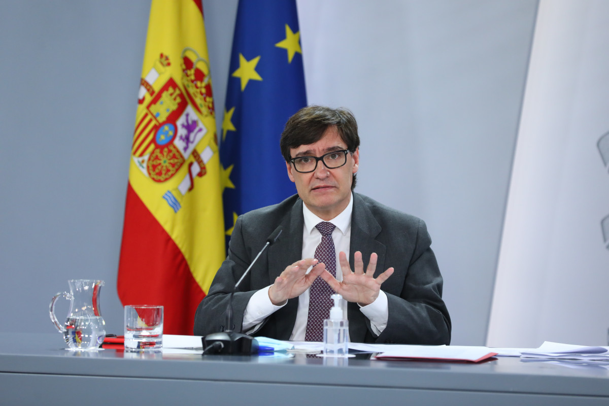 El ministre de Sanitat, Salvador Illa, compareix després del Consell de Ministres extraordinari celebrat a Moncloa per decretar l'estat d'alarma a Madrid (Espanya), a 9 d'octubre de 2020.