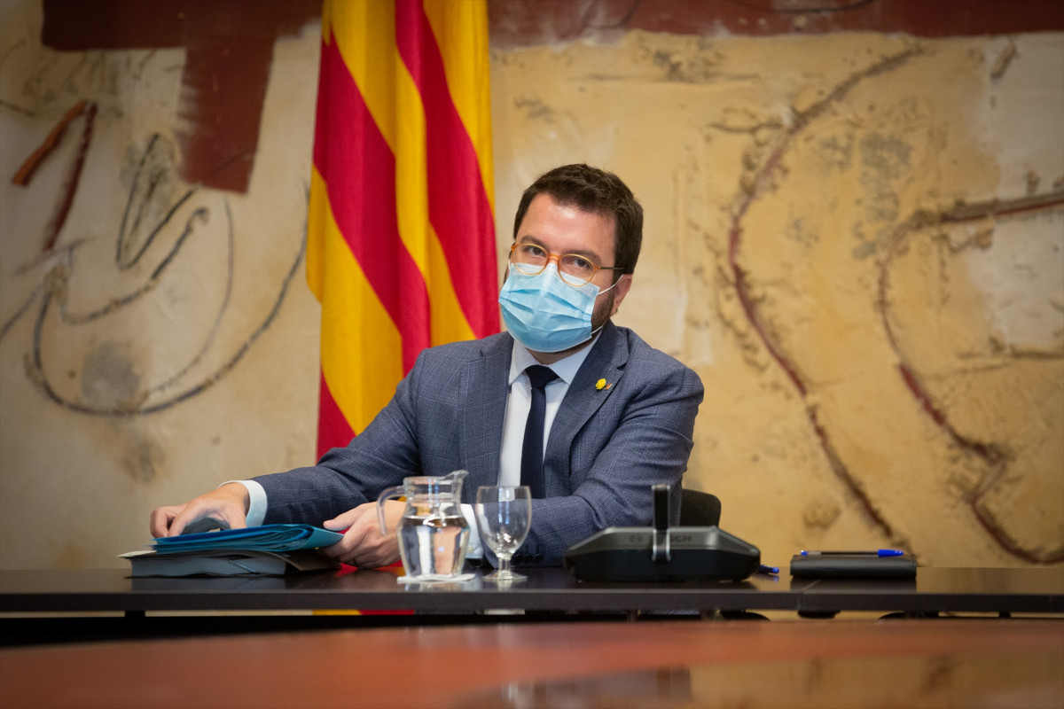 El vicepresident de Govern i conseller d'Economia i Hisenda, Pere Aragonès, durant la reunió setmanal de el Consell Executiu a la Generalitat de Catalunya, a Barcelona, Catalunya, (Espanya), a 13 d'octubre de 2020. A el terme de la reunió, realitza
