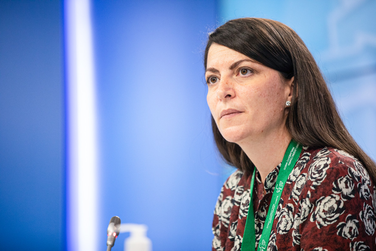 La secretària general Vox al Congrés, Macarena Olona, anuncia la interposició d'un recurs d'empara davant del Tribunal Constitucional, al Parlament Basc, a Vitòria, Àlaba, Euskadi (Espanya), a 19 d'octubre de 2020.
