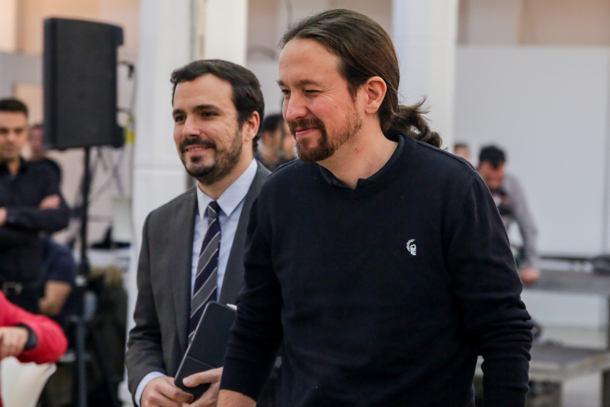 El ministre de Consum, Alberto Garzón, i el vicepresident segon de el Govern d'Espanya i ministre de Drets Socials i Agenda 2030, Pablo Iglesias.