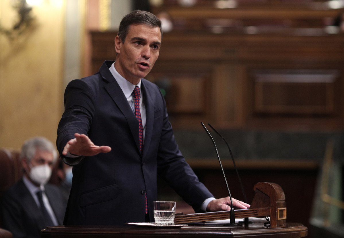 El president de Govern, Pedro Sánchez, intervé durant la segona sessió de ple en el qual es debat la moció de censura plantejada per Vox, al Congrés dels Diputats, Madrid (Españ