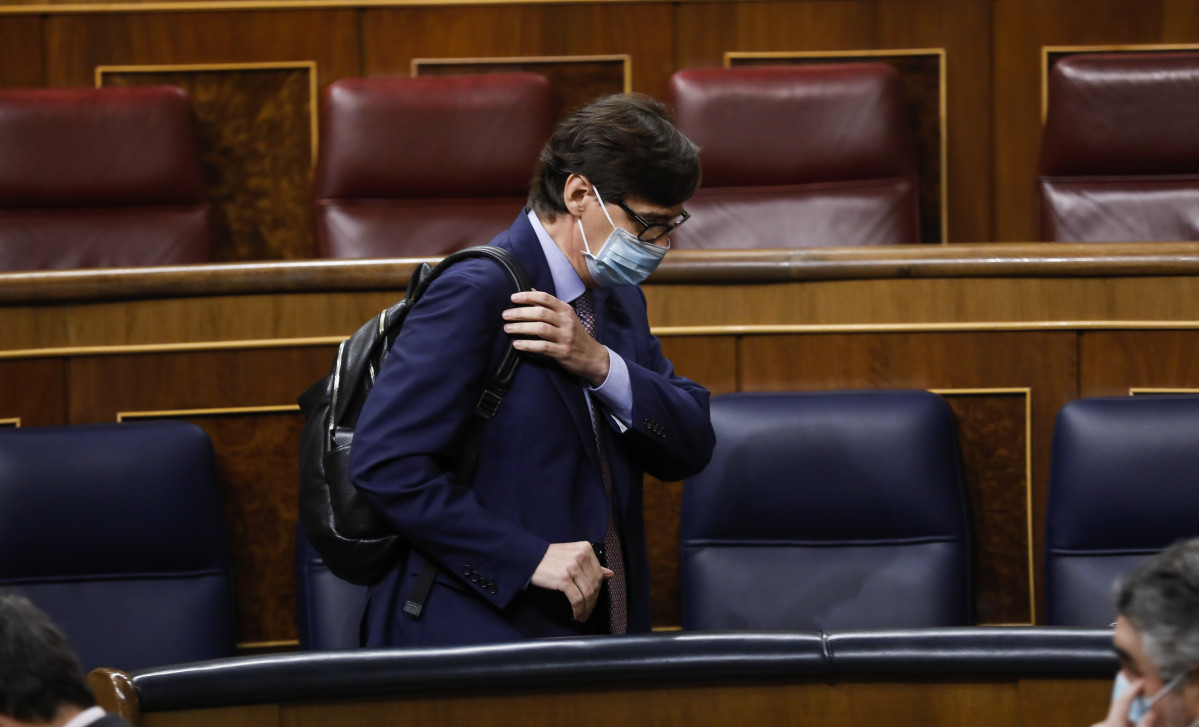 El ministre de Sanitat, Salvador Illa, durant una sessió plenària al Congrés dels Diputats, a Madrid, (Espanya), a 15 d'octubre de 2020.