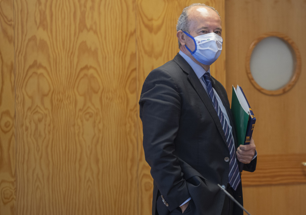 El ministre de Justícia, Juan Carlos Campo, després de la conferència a la Universitat Pablo de Olavide de Sevilla (Andalusia, Espanya), a 19 d'octubre 2020