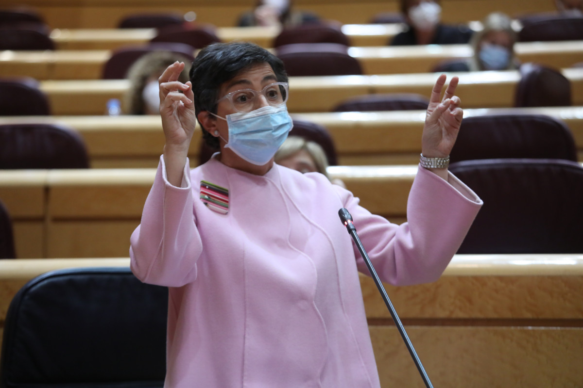 La ministra d'Afers Exteriors, Unió Europea i Cooperació, Arancha González Laya, en una sessió de control a Govern al Senat.