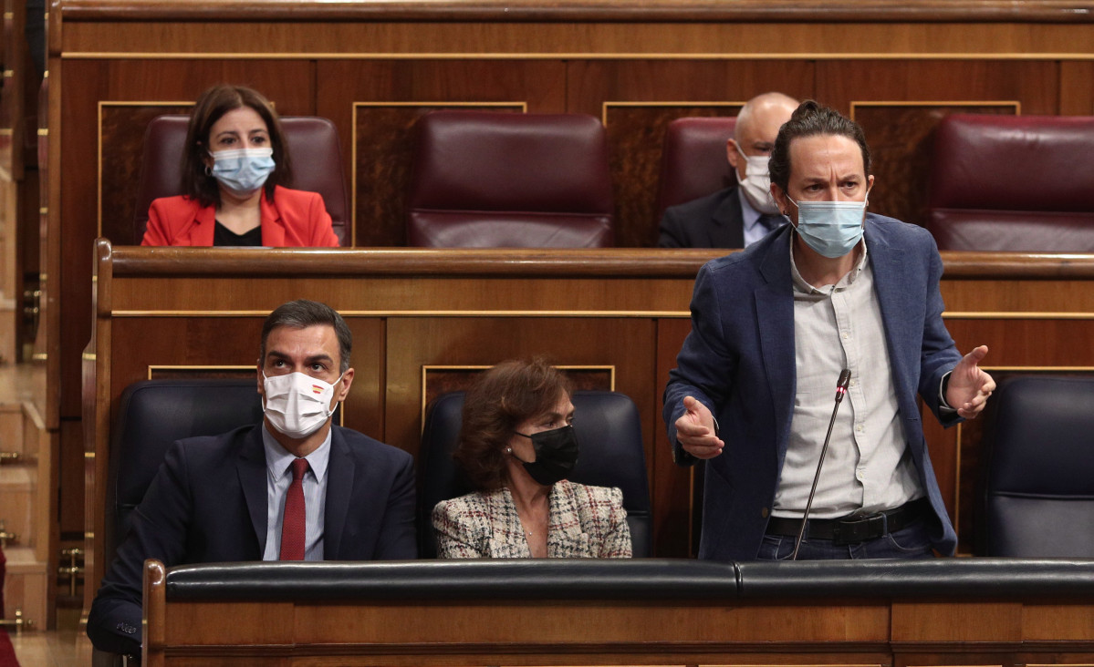 El vicepresident Segon de Govern, Pablo Iglesias, interve durant una Sessió de control a Govern a al Congrés