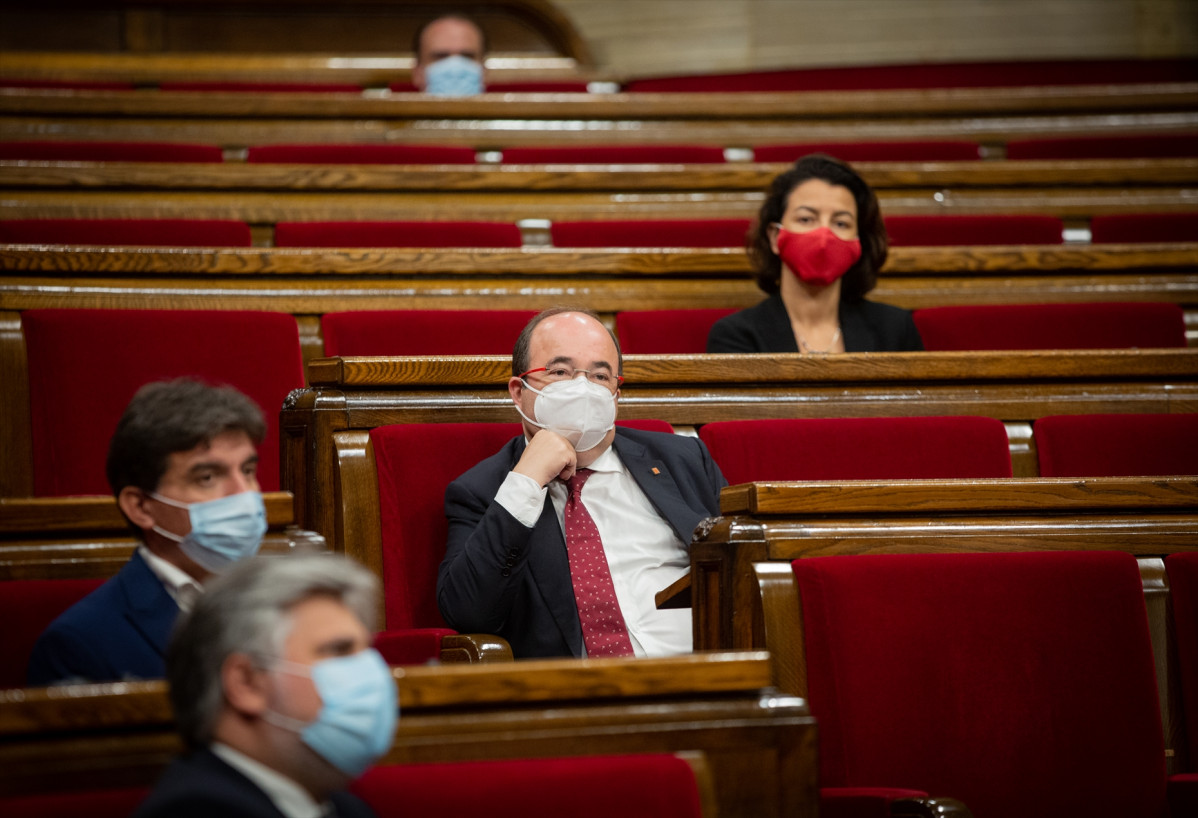 El líder de PSC, Miquel Iceta, durant el ple de Parlament. Barcelona, Catalunya, (Espanya), 9 de setembre de l'any 2020.