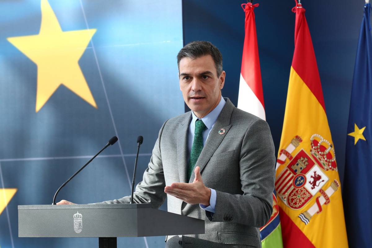 El president de Govern, Pedro Sánchez, intervé en l'acte de presentació de el Pla de Recuperació, Transformació i Resiliència de l'Economia Espanyola, en Agoncillo, La Rioja, (Espanya), 20 de novembre de 2020.