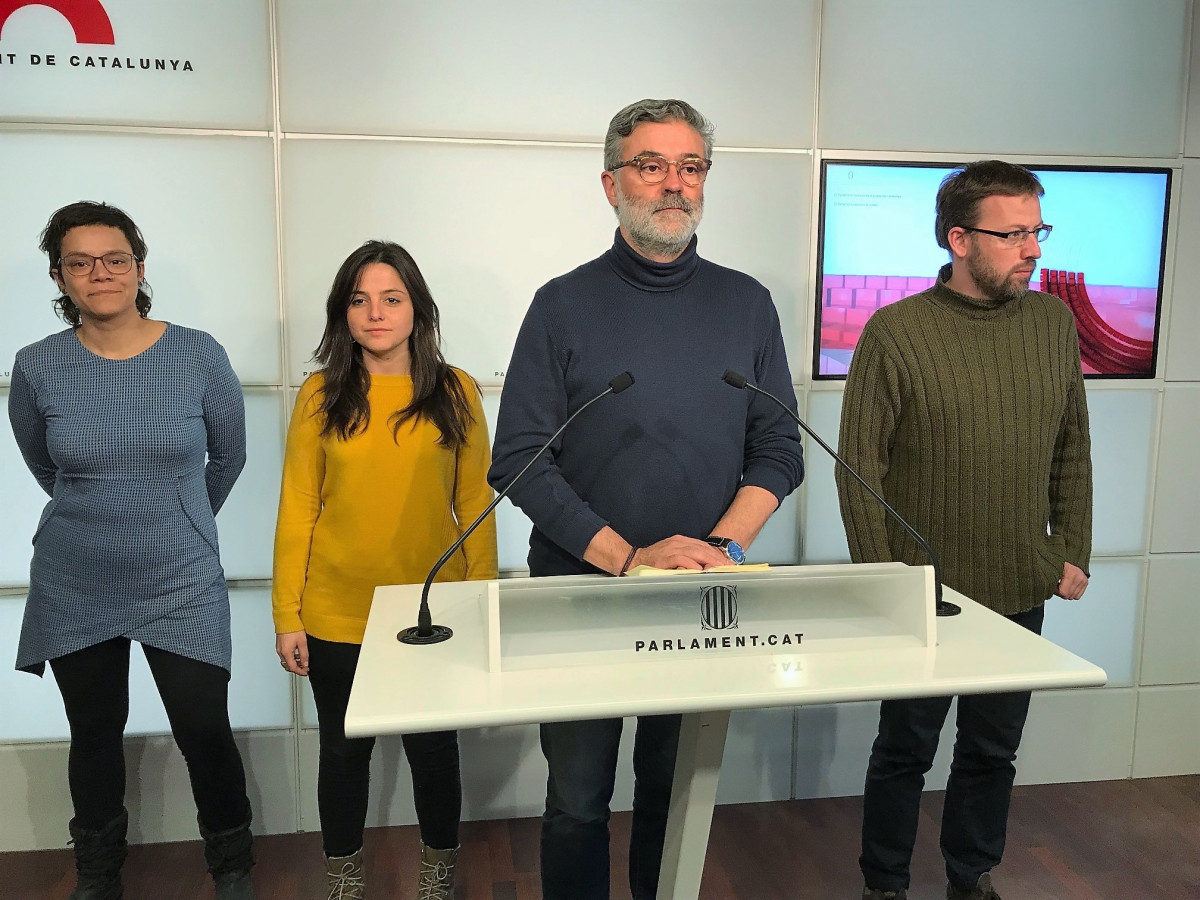 Els diputats de la CUP al Parlament Natàlia Sànchez, Maria Sirvent, Carles Riera i Vidal Aragonés en una imatge d'arxiu.