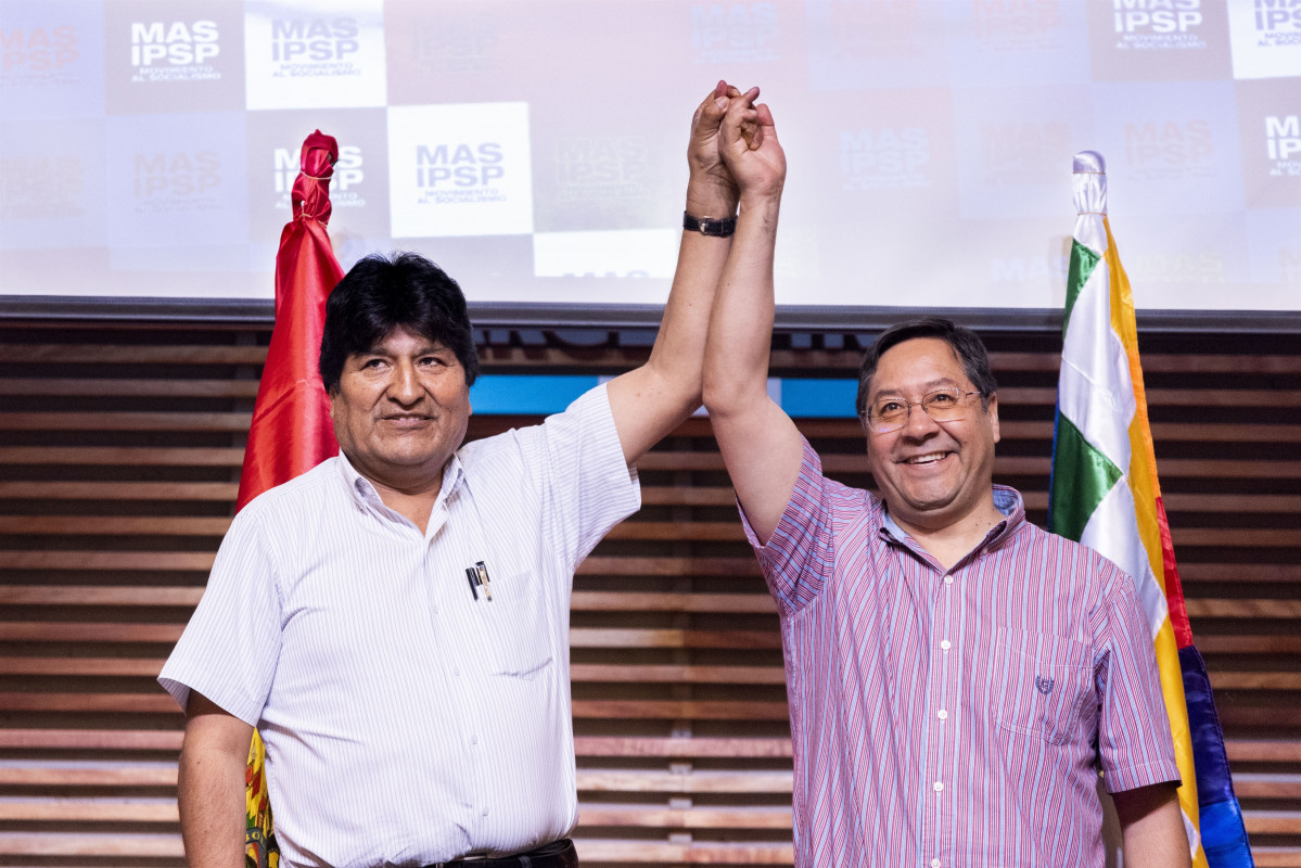 L'expresident de Bolívia Evo Morales i el candidat de l'MAS Luis Arce