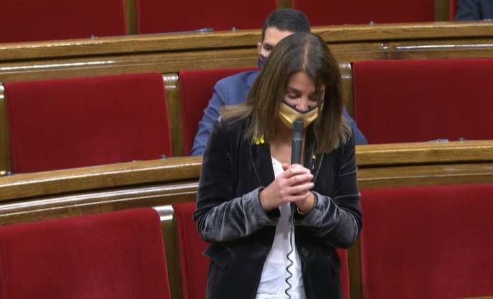 La consellera de Presidència i portaveu de la Generalitat, Meritxell Budó, en el ple de Parlament de el 2 de desembre de 2020
