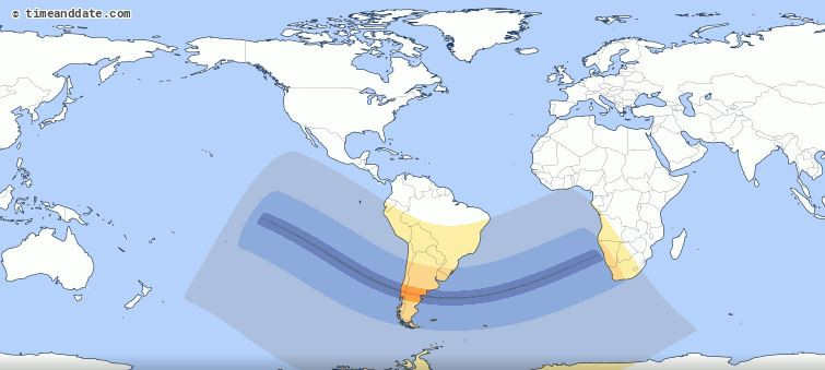 Llocs on es podrà observar el eclipe 2020