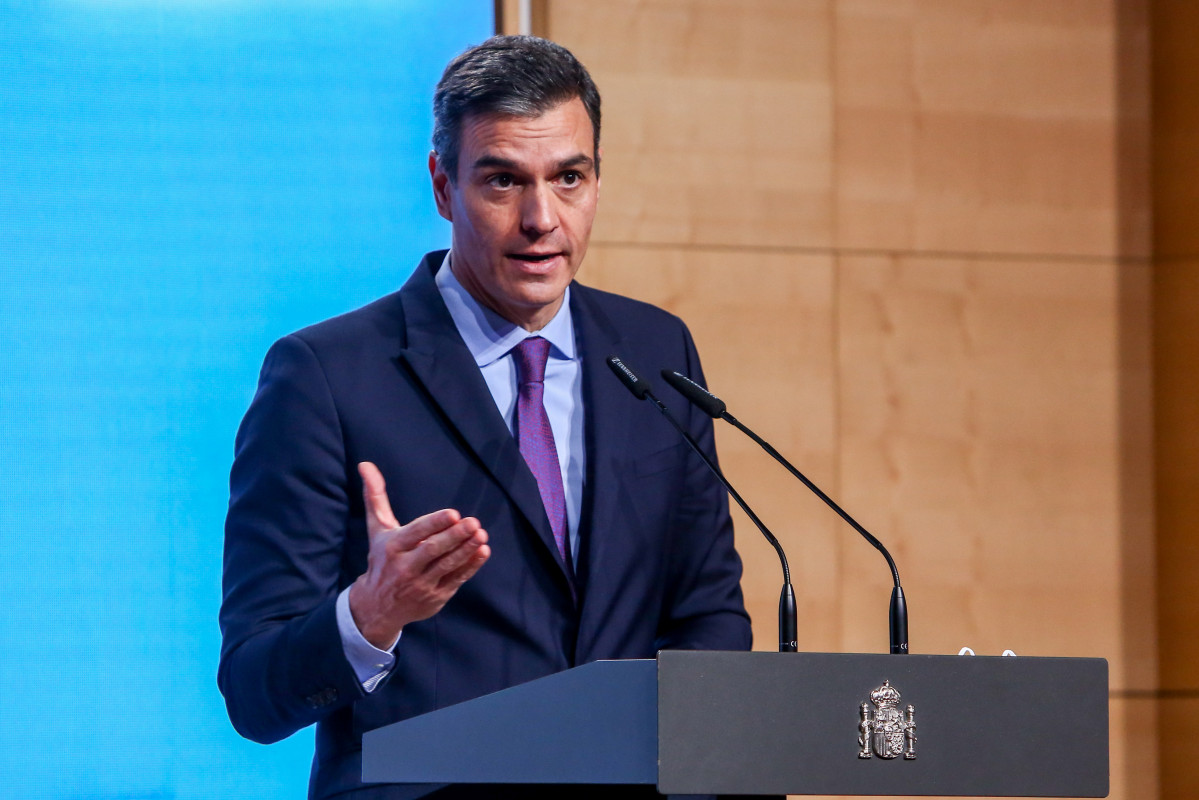 El president de Govern, Pedro Sánchez, presenta el Programa Missions de Ciència i Innovació, al Museu de Ciència i Tecnologia (MUNCYT), a Alcobendas, Madrid (Espanya), a 9 de desembre de 2020.