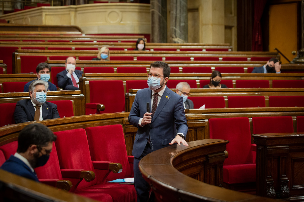 El vicepresident de la Generalitat i coordinador nacional d'ERC, Pere Aragonès, a Parlament. Barcelona, Catalunya, 16 de desembre de l'any 2020.