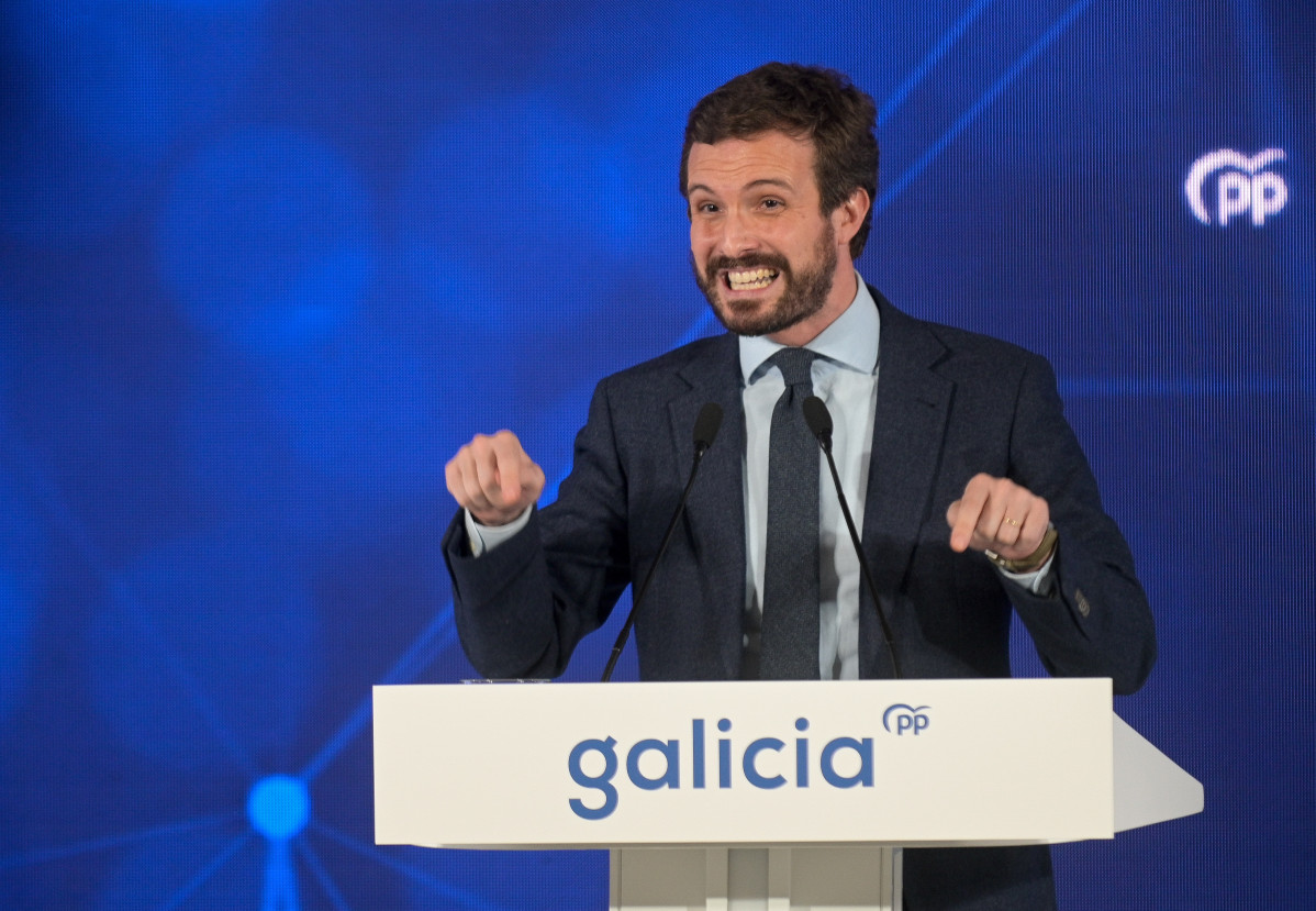 El president de el Partit Popular, Pablo Casado intervé durant un acte sobre economia i fons europeus a la Corunya el 18 de desembre passat