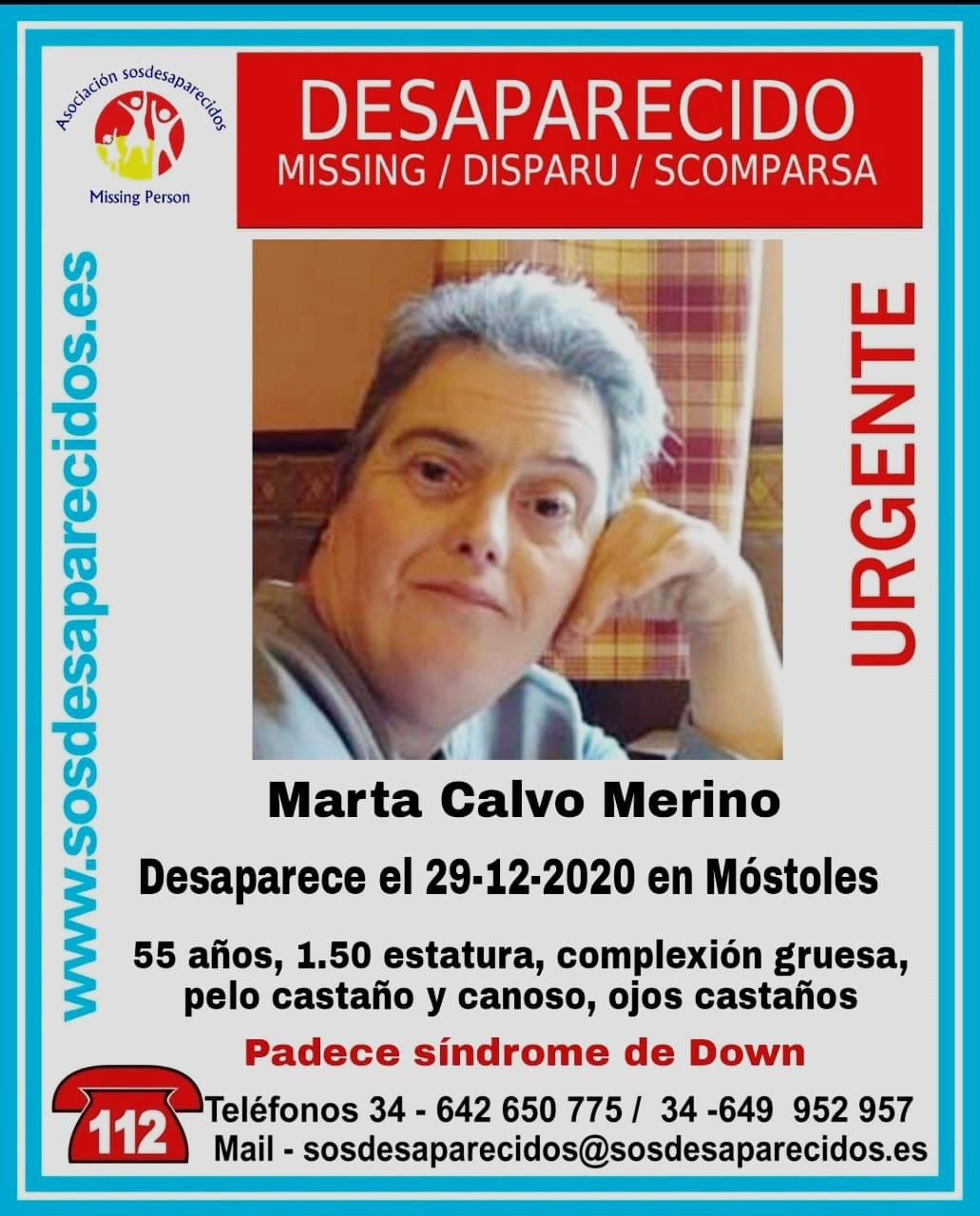 Busquen una dona de 55 anys amb Síndrome de Down desapareguda avui a Móstoles
