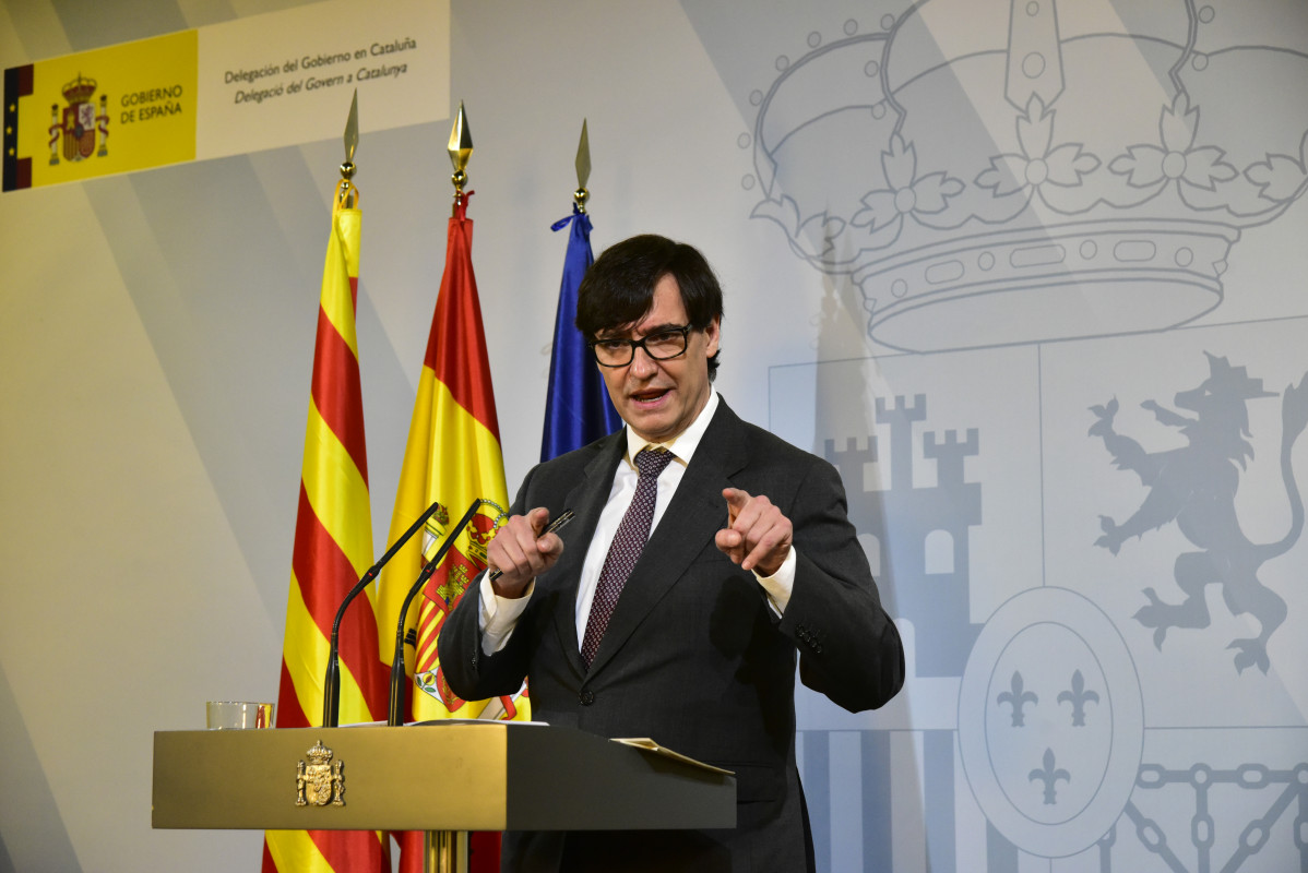 El ministre de Sanitat, Salvador Illa, intervé durant una compareixença per fer seguiment de la pandèmia per Covid-19, a Barcelona, Catalunya, (Espanya), a 16 de gener de 2021.