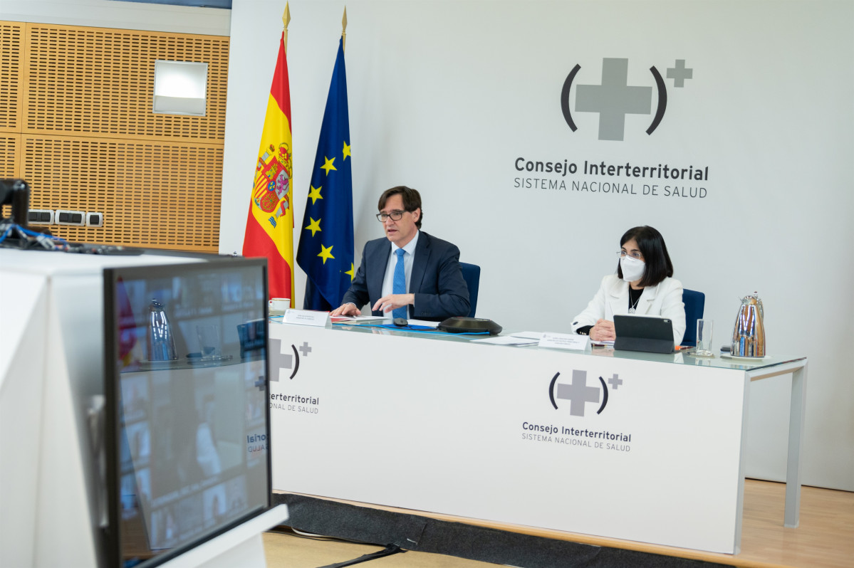 Salvador Illa i carolina Darias durant el Consell Interterritorial de Sistema Nacional de Salut el 4 de gener de 2020.