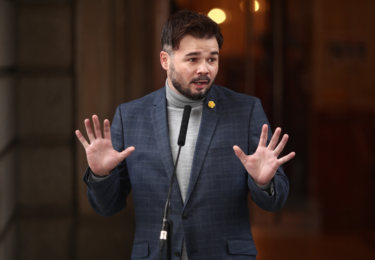 El Portaveu d'ERC a l'Congrés, Gabriel Rufián, en una roda de premsa. Madrid, (Espanya), 28 de gener de l'2021.