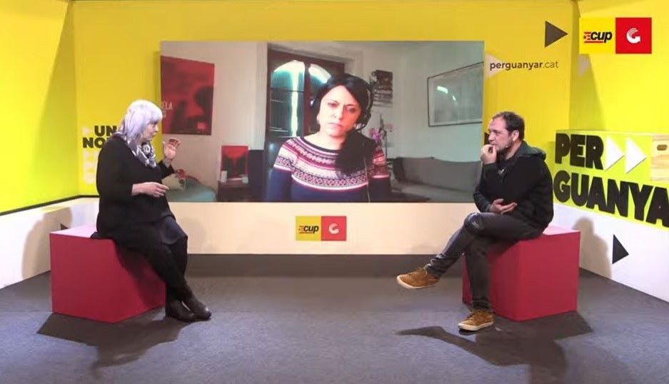 L'exdiputada de la CUP Anna Gabriel a l'COSTAT de l'cupaire David Fernández i la candidata de la CUP a les eleccions, Dolors Sabater