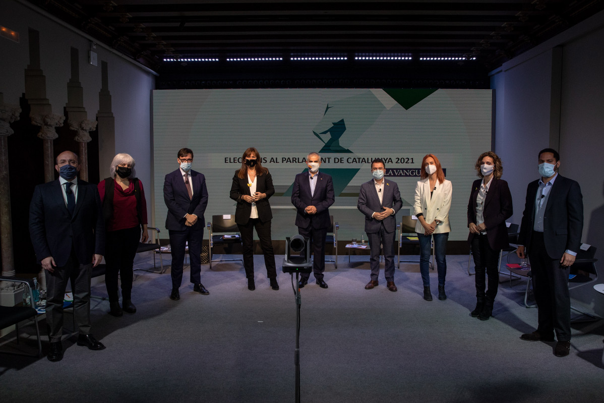 Els candidats a les eleccions catalanes de el 14 de febrer en el debat organitzat per 'La Vanguardia'.