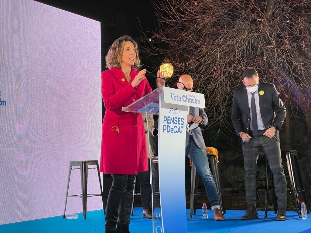 La candidata d'el PDeCAT a les eleccions catalanes, Àngels Chacón, en l'acte final de campanya al Recinte Modernista de Sant Pau de Barcelona.