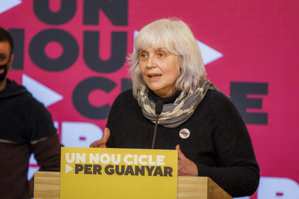 La Candidata De la CUP A Les Eleccions, Dolors Sabater, En Roda De Premsa Telemàtica Per Fer Balanç Sobre Els Resultats En Les Eleccions A al Parlament D'Aquest Diumenge 14 De febrer