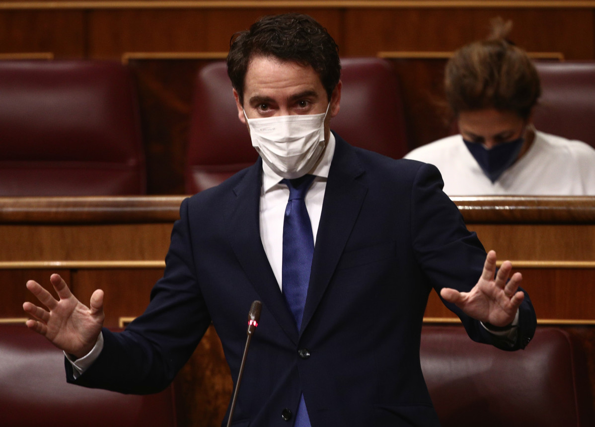El secretari general de Partit Popular, Teodoro García Egea, durant una sessió de control a Govern celebrada al Congrés dels Diputats, a Madrid, (Espanya), a 17 de febrer de 2021.