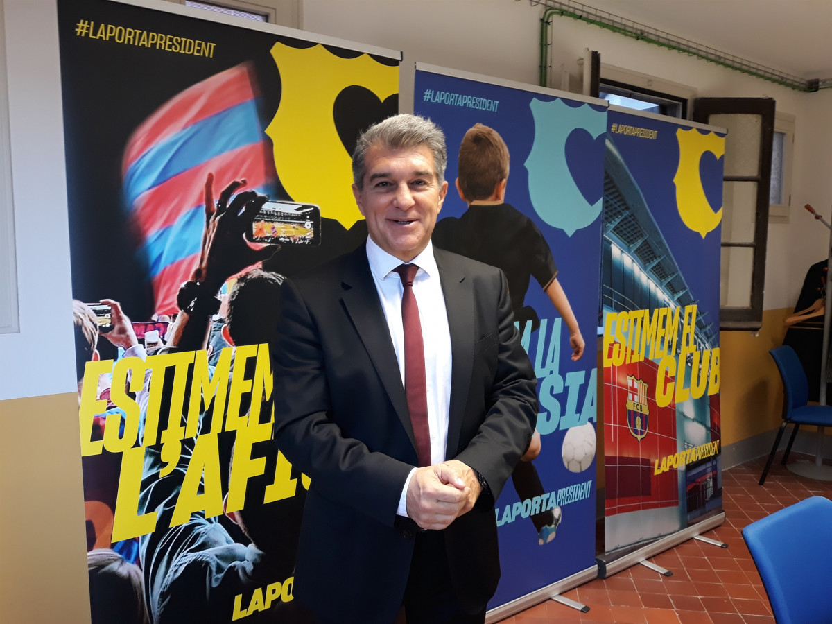 El precandidat a la presidència de l'FC Barcelona Joan Laporta, en una entrevista per Europa Press