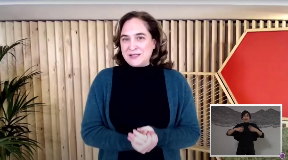 L'alcaldessa de Barcelona, Ada Colau, intervé durant un acte de Podem titulat 'Poder Feminista'.