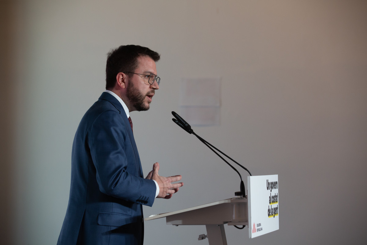El vicepresident en funcions de la Generalitat, Pere Aragonès, ofereix una roda de premsa sobre les prioritats de el futur Govern, a Barcelona, Catalunya (Espanya), a 4 de març de 2021.