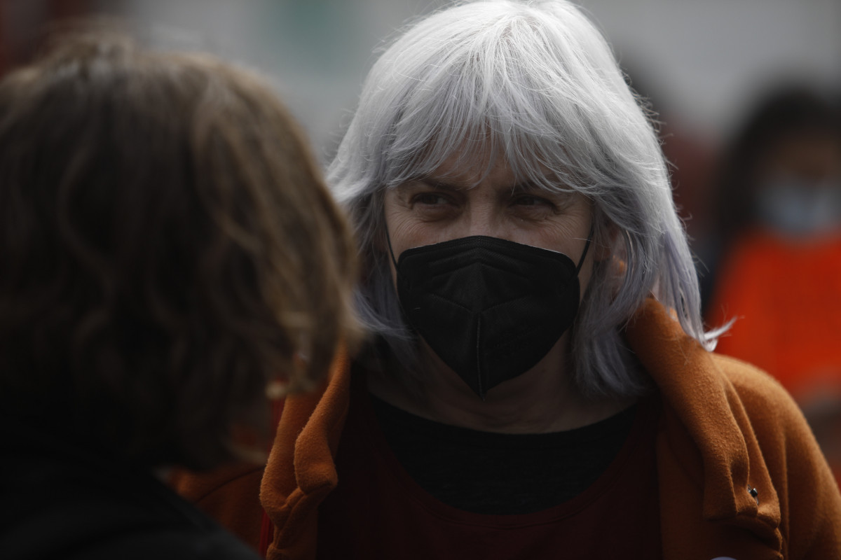 La presidenta de el grup parlamentari de la CUP, Dolors Sabater, en una manifestació.