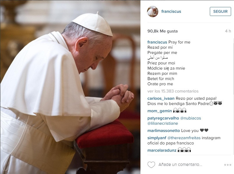 Arxiu - Primera imatge de el Papa Francesc a Instagram
