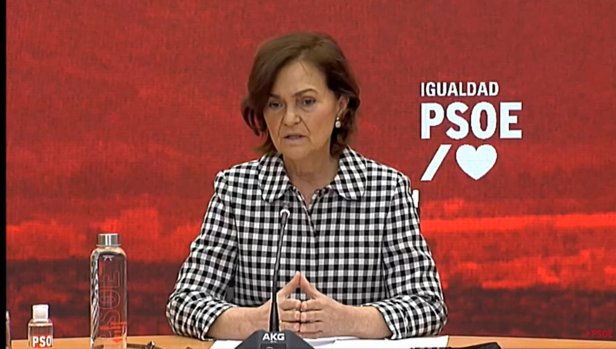 La vicepresidenta primera de Govern, Carmen Calvo, durant un acte de l'PSOE