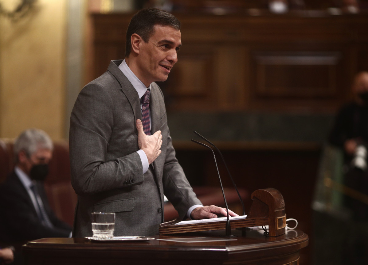 El president de Govern, Pedro Sánchez, intervé durant una sessió plenària al Congrés dels Diputats.