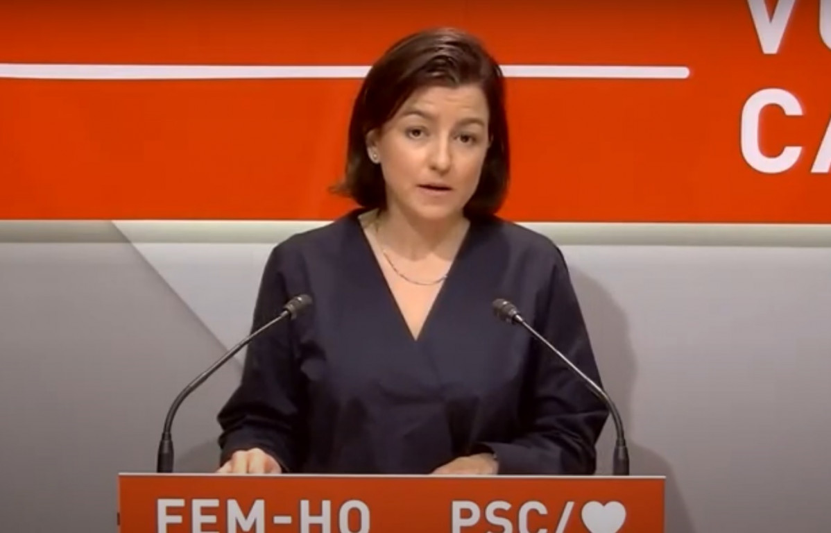 La viceprimera secretària de PSC, Eva Granados, en roda de premsa.