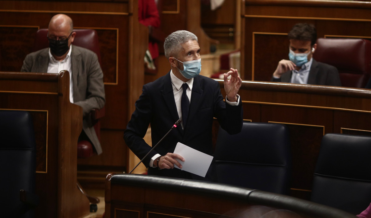 El ministre de l'Interior, Fernando Grande-Marlaska, intervé durant una sessió de control a Govern
