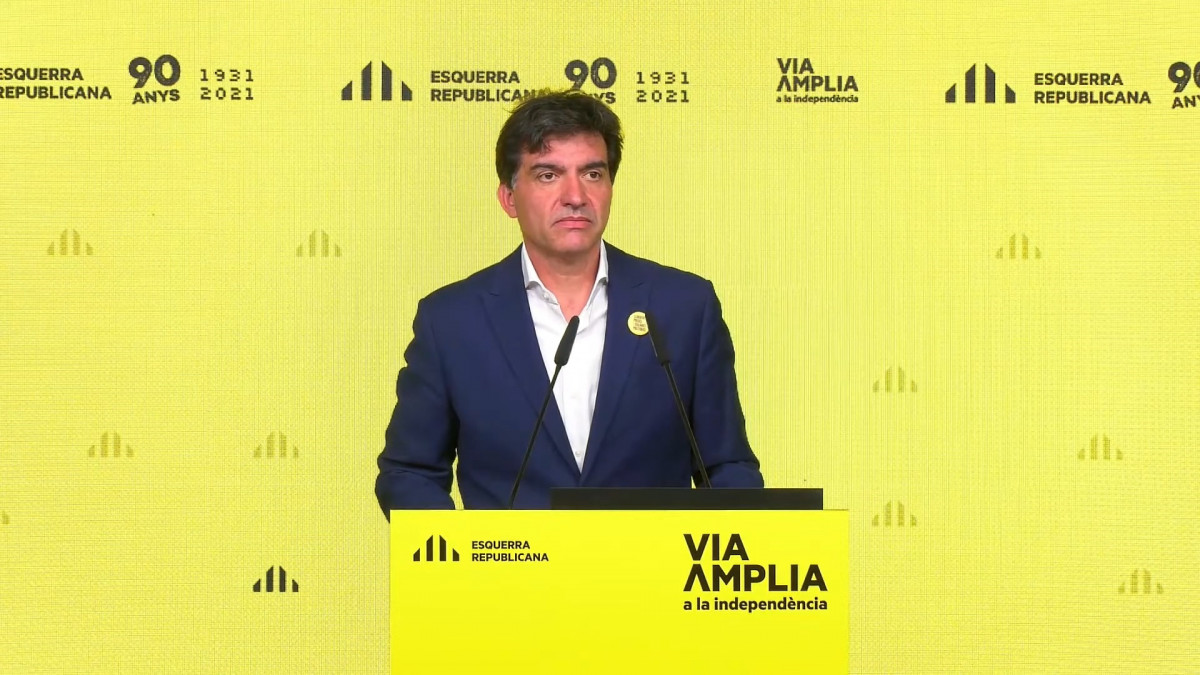 El diputat d'ERC al Parlament Sergi Sabrià en roda de premsa telemàtica.