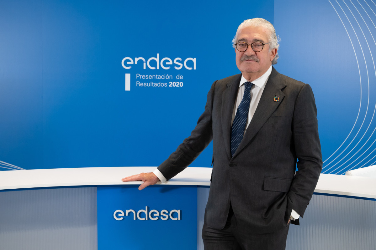 El conseller delegat d'Endesa, José Bogas, a la roda de premsa de presentació de resultats del 2020