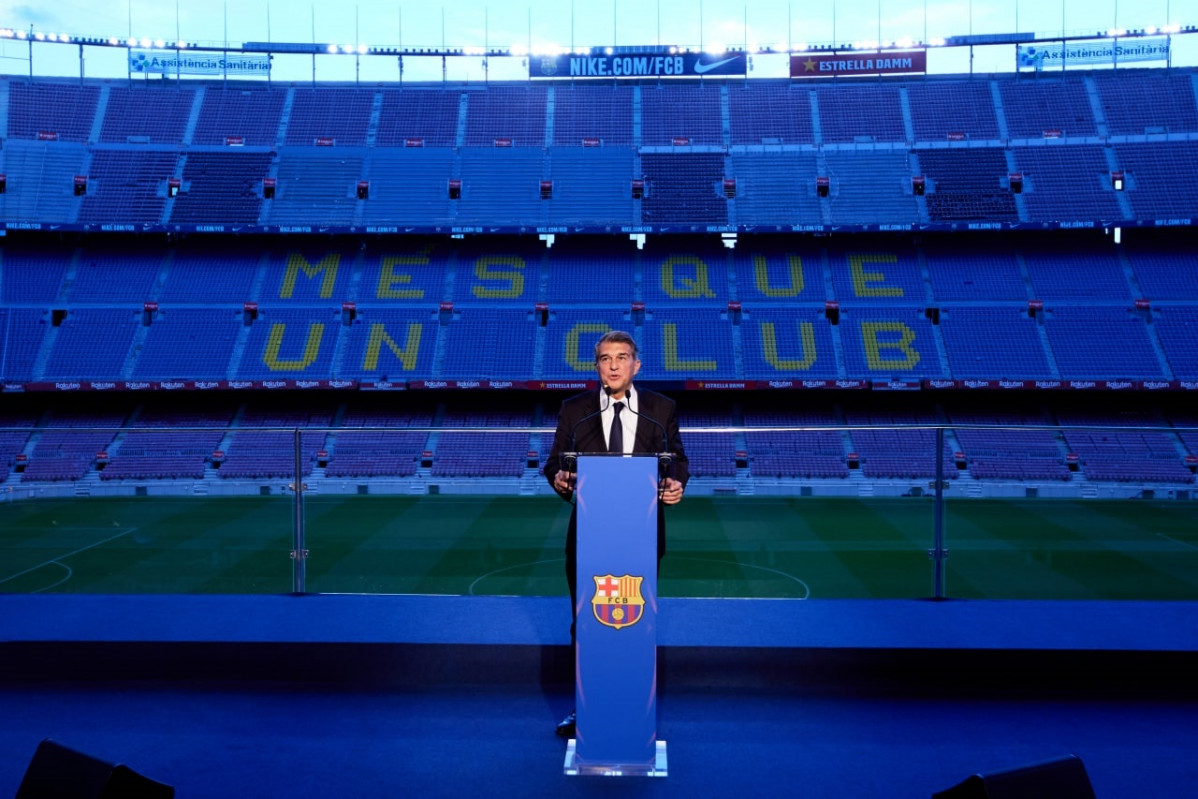 Arxiu - El president de l'FC Barcelona, Joan Laporta, a la presa de possessió de l'càrrec al Camp Nou