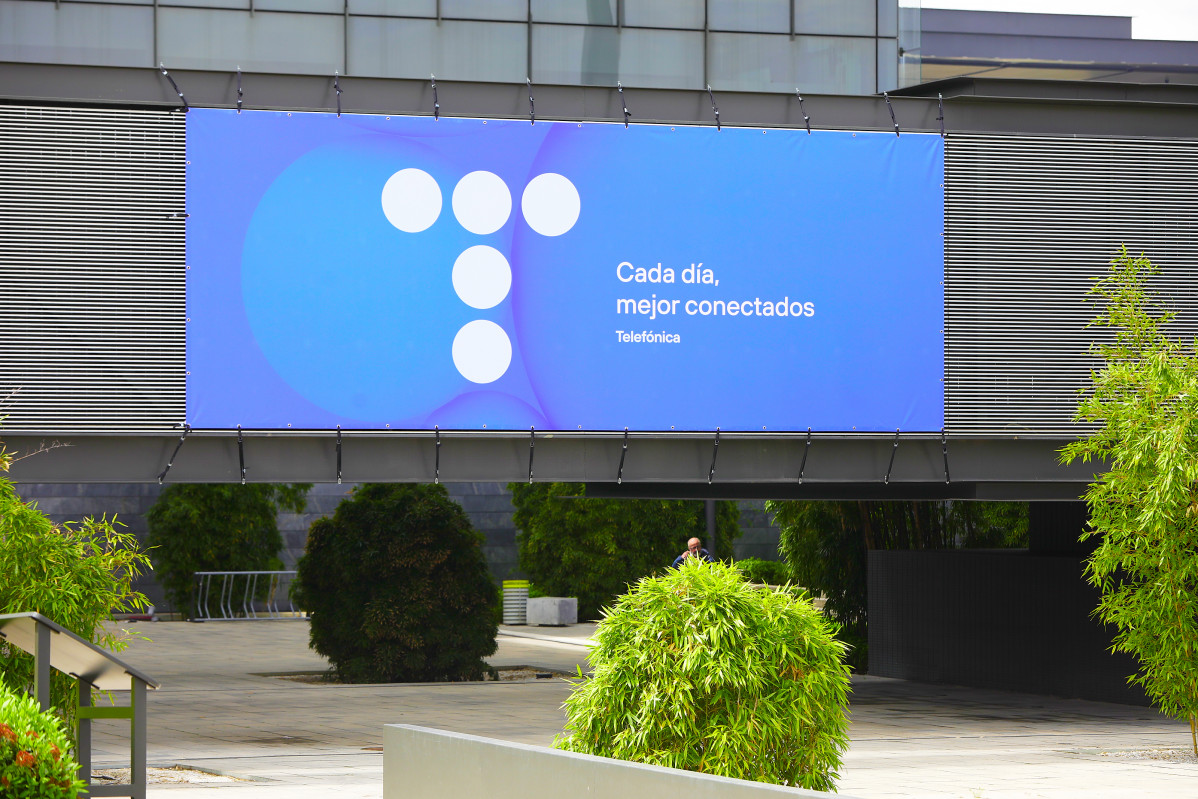Edifici de la seu de Telefónica, a 27 d'abril de 2021, a Madrid.