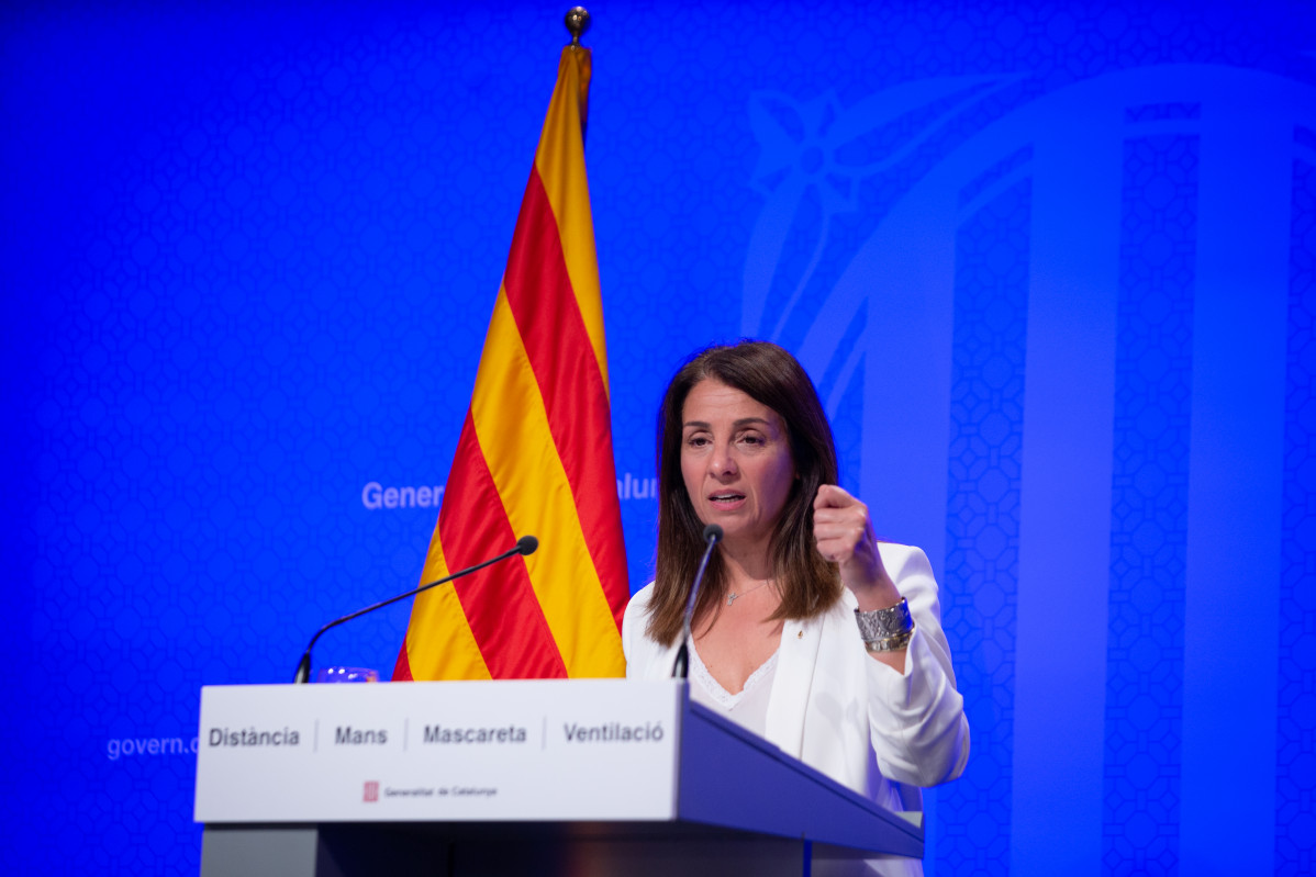La consellera de Presidència i portaveu de la Generalitat en funcions, Meritxell Budó, en roda de premsa després del Consell Executiu, a 18 de maig de 2021, a Barcelona (Espanya).