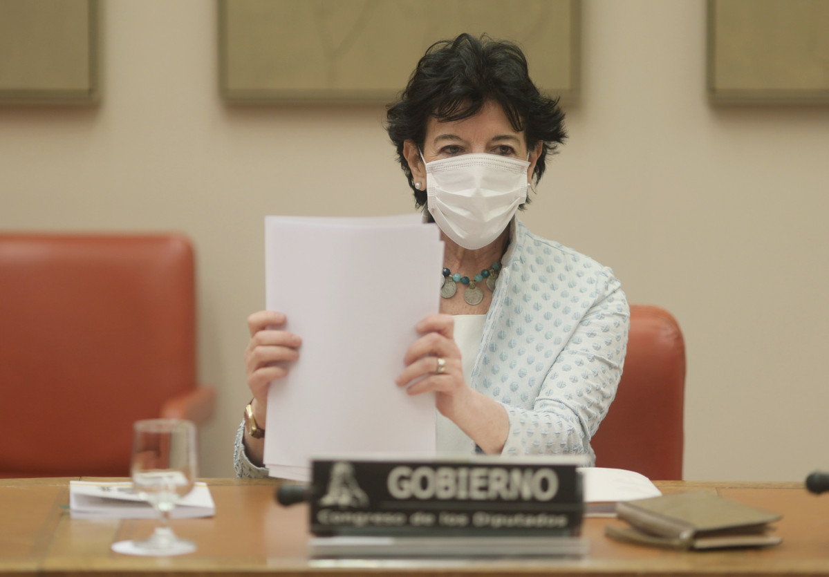 La ministra d'Educació i Formació Professional, Isabel Celaá, a la Comissió d'Educació i Formació Professional de Congrés aquest dimecres 26 de maig de 2021