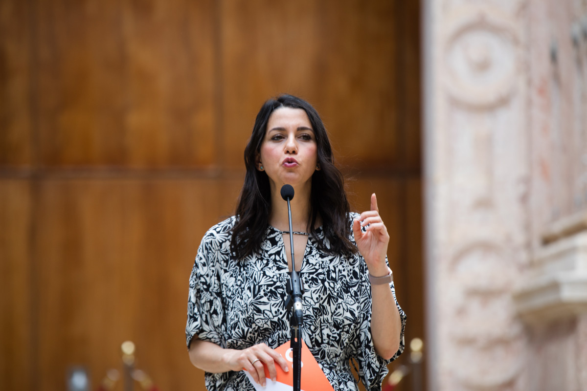 La presidenta de Ciutadans, Inés Arrimadas García, en una roda de premsa a Sevilla.