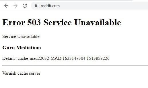 Missatge d'error a l'intentar accedir a la web de Reddit