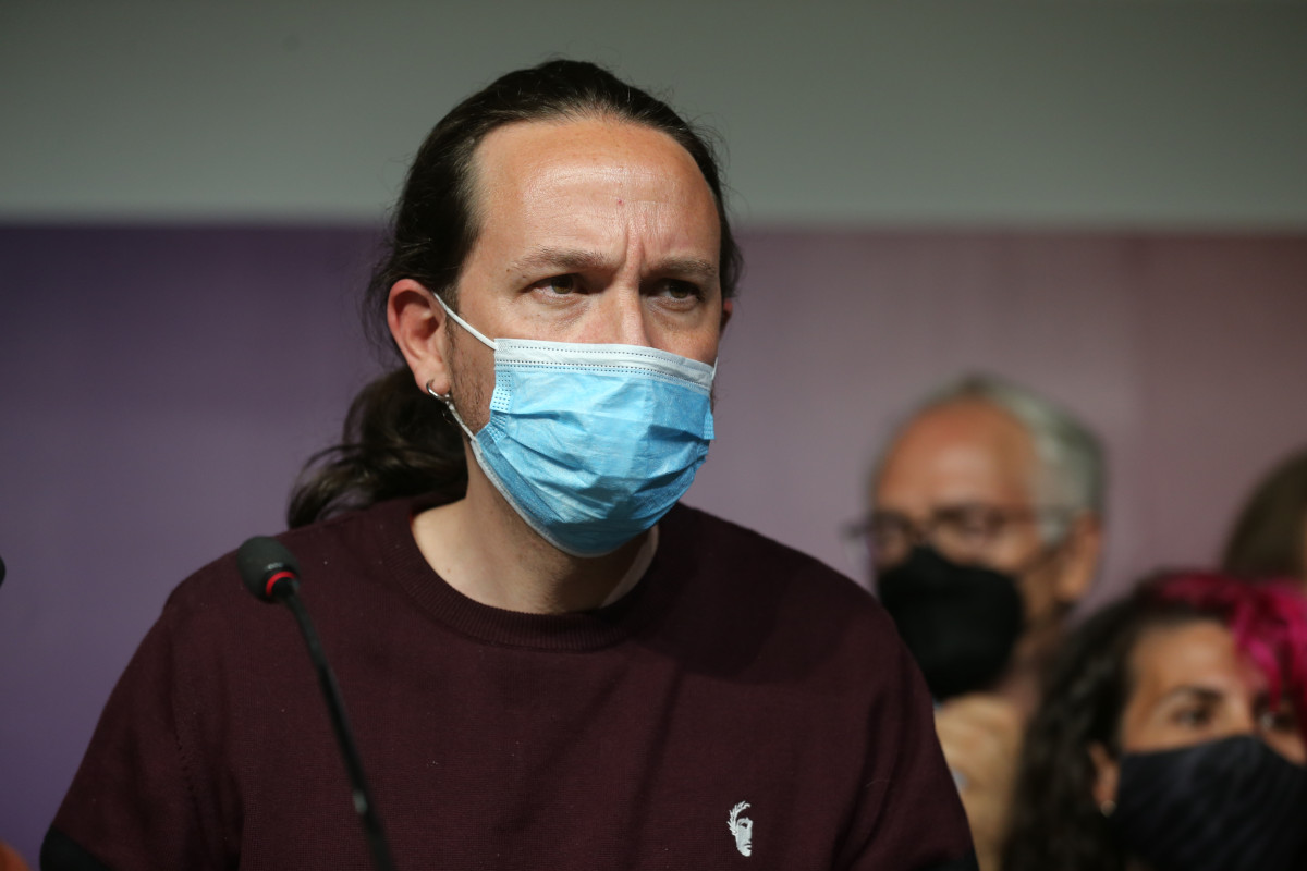 Arxiu - Pablo Iglesias, durant una roda de premsa després de les votacions de la jornada electoral.