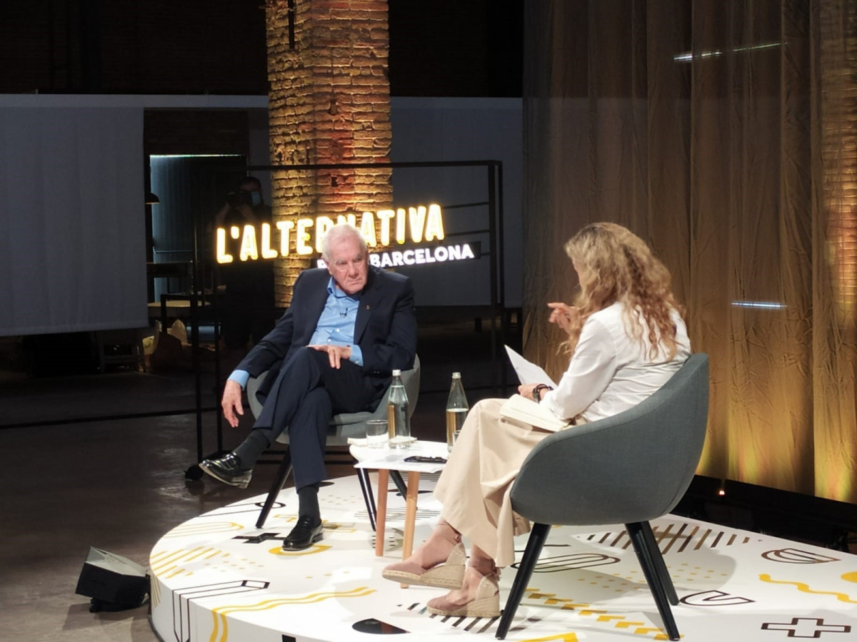 El líder d'ERC a Barcelona, Ernest Maragall, en l'acte de balanç de mig mandat al MUHBA Oliva Artés de Poblenou.